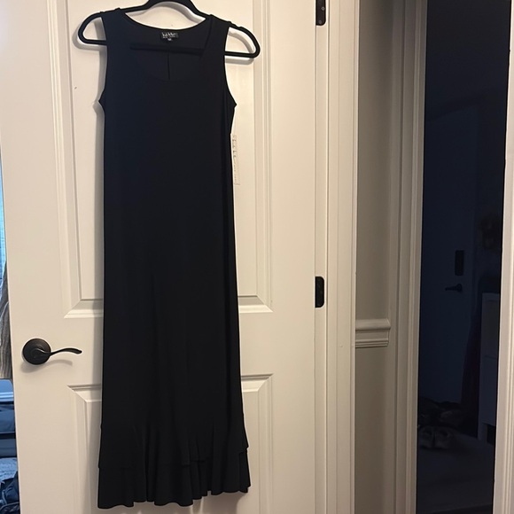 Nicole Miller maxi dress black ruffle ham, lightweight flowy size extra small xs - Picture 1 of 7